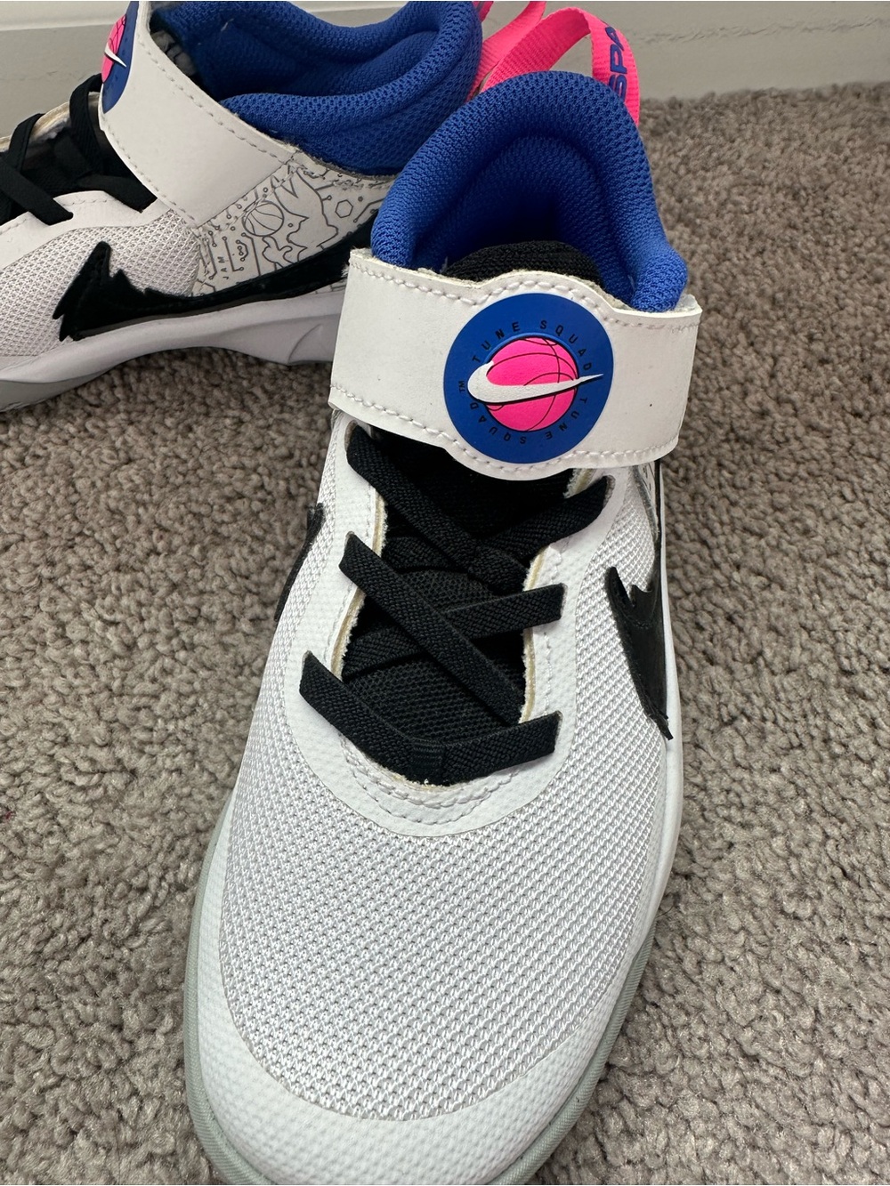 Nike Kids White Sneakers with Blue and Pink Accents - Picture 2 of 5